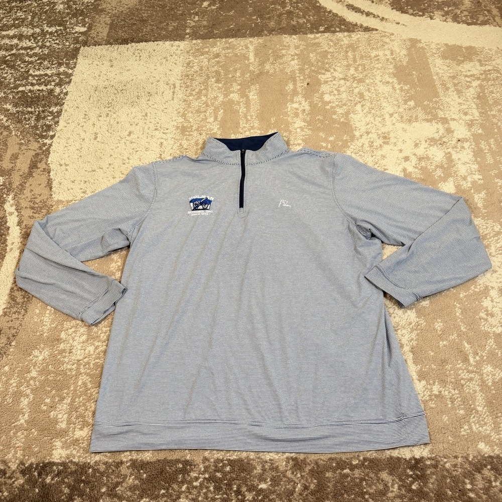 Rhoback Men's 2XL Blue White Striped Performance Golf Quarter Zip Stretch